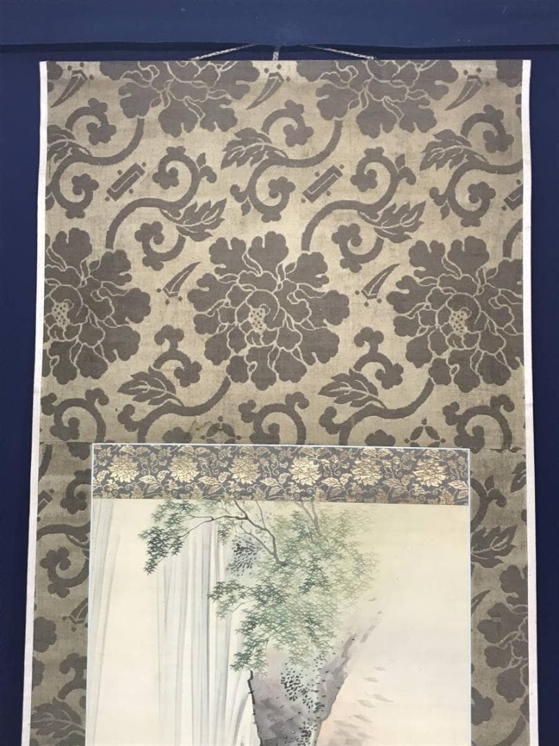 【真作】吉村孝文/養老滝菊水図/師応挙/掛軸/名家伝来/AC-396