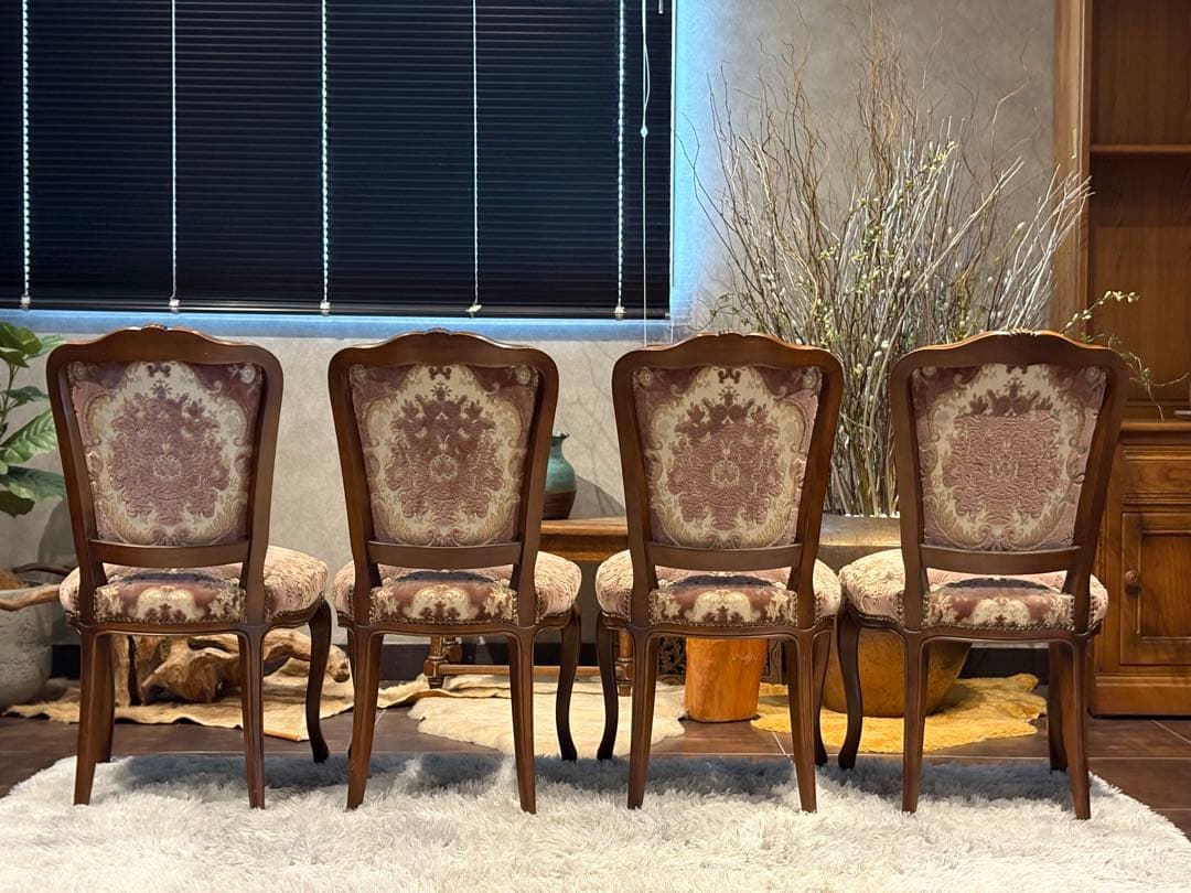 カリモク　karimoku 猫脚　クラシック　チェア4脚　金華山織　IGR