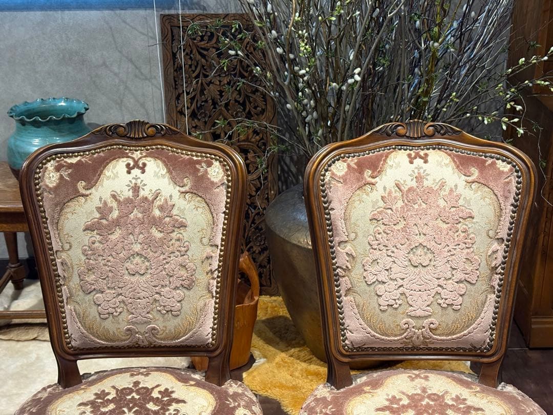 カリモク　karimoku 猫脚　クラシック　チェア4脚　金華山織　IGR