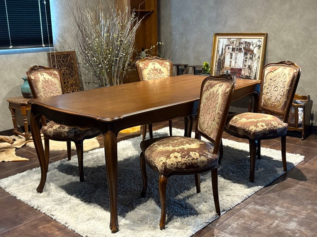 カリモク　karimoku 猫脚　クラシック　チェア4脚　金華山織　IGR