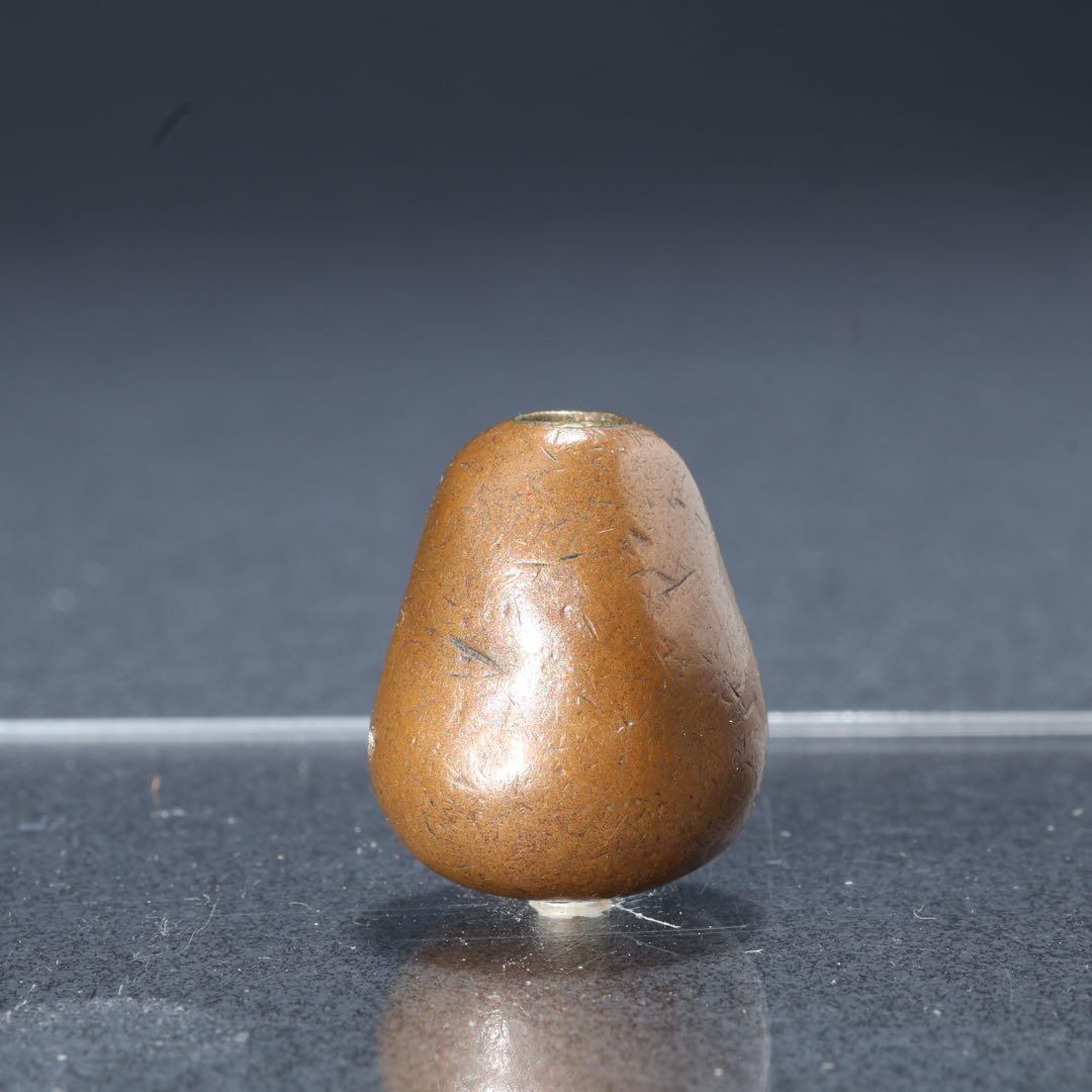 緒締め玉　達磨　提げもの　金属　茶色　金工　R1641