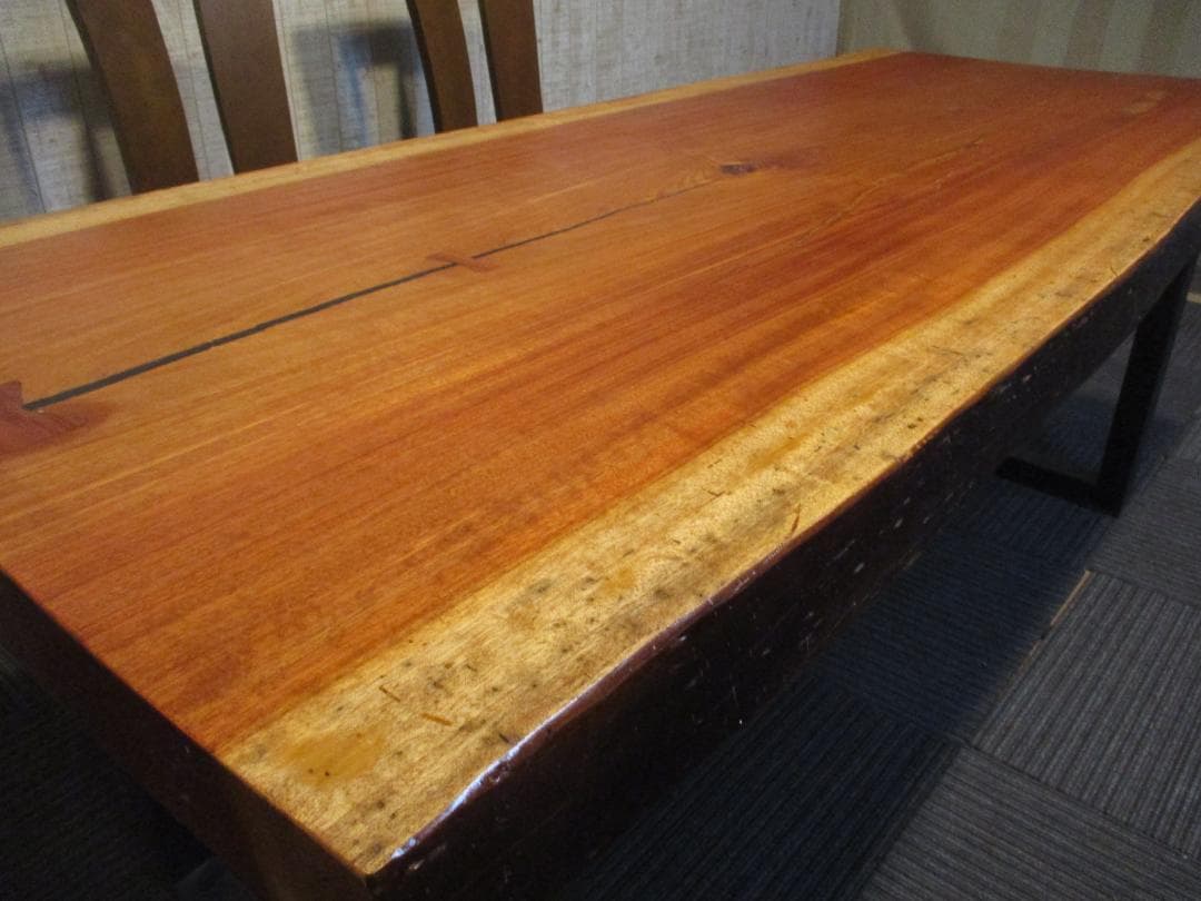 # 1308■　ブビンガ　テーブル　ダイニング　座卓　一枚板　天板