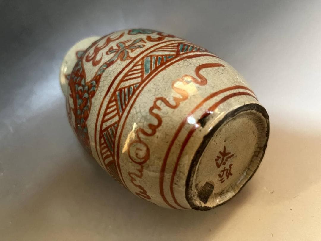 花瓶■古い赤絵龍文口広瓶 花器 花生け 置物 古玩 唐物 中国 時代物 骨董品■