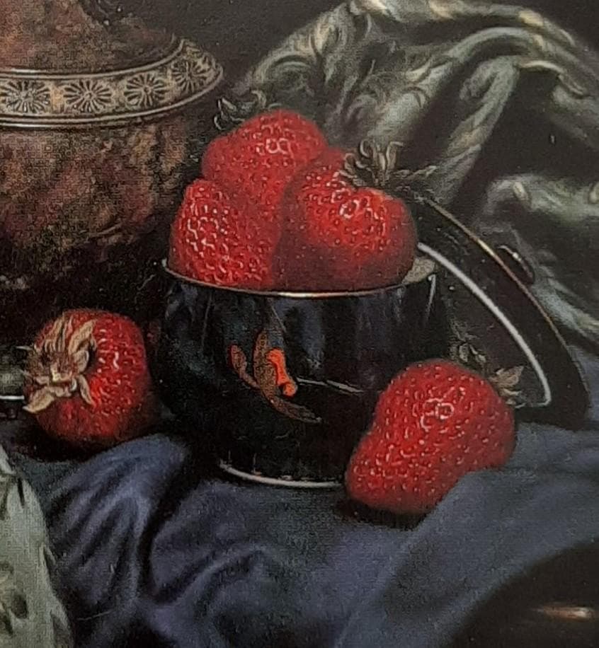 三嶋哲也、「カトレアと苺」、希少画集の額装画、人気作品