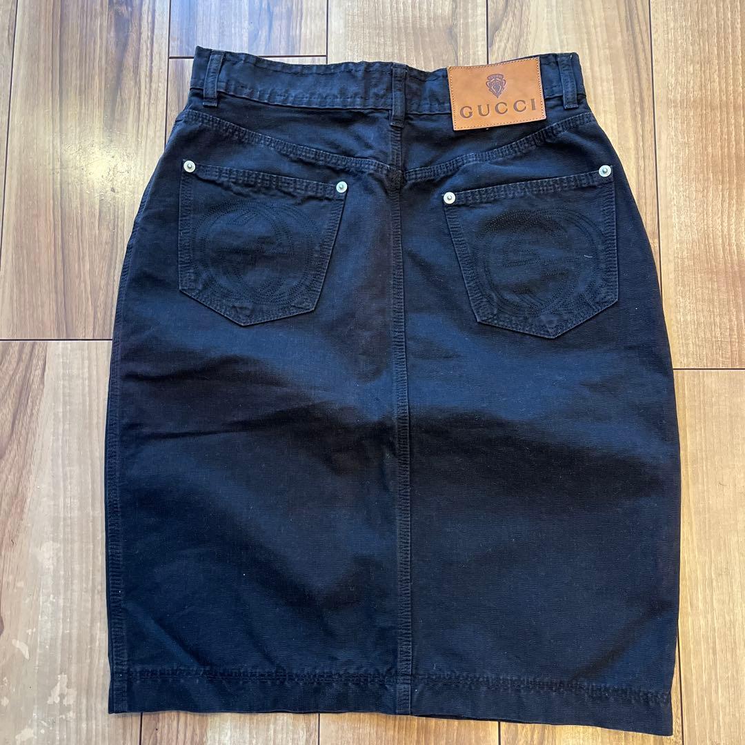 【メル48978】GUCCI ブラックデニム タイトスカート