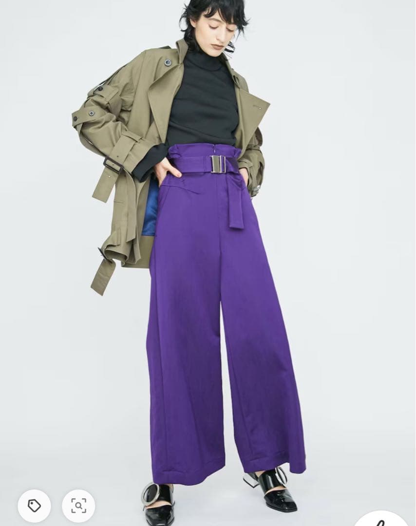 タグ付き Heve ヘイヴ サテン ワイド ブラック バニラ 36