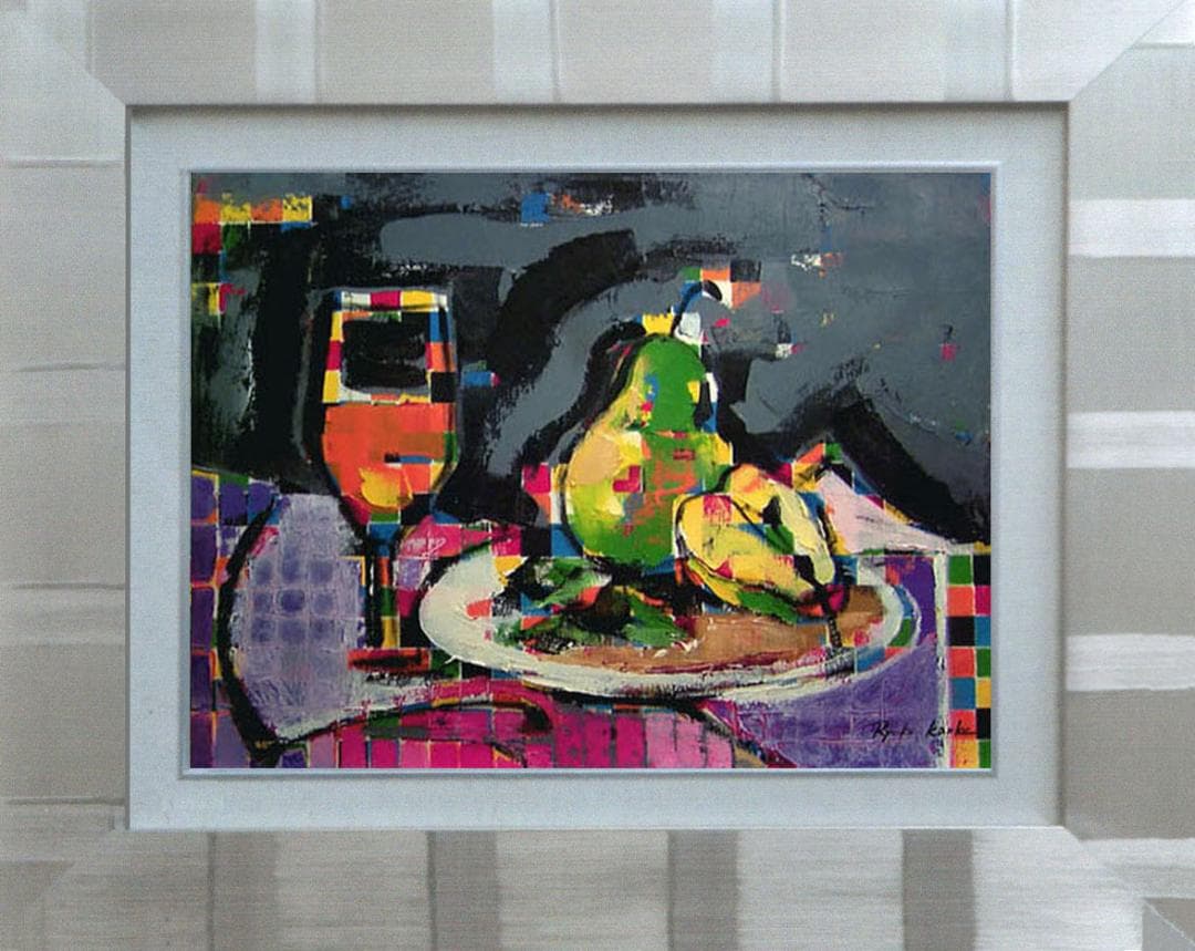 油絵 絵 絵画 インテリア 額付(白) uF6-062204 静物 ワイン