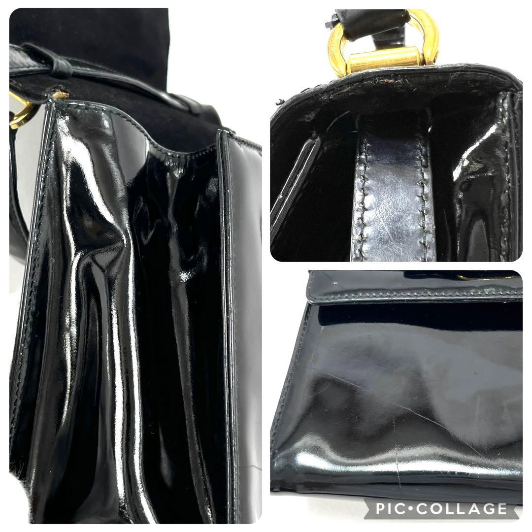 フェラガモ　ショルダー ハンドバッグ　2WAY　ヴァラリボン パテントレザー