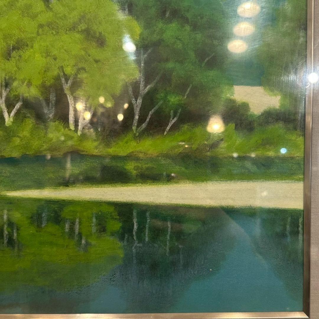 iΦ【真作】箱崎正秋 山湖 共シール 絵画 日本画 10号 肉筆 美術品