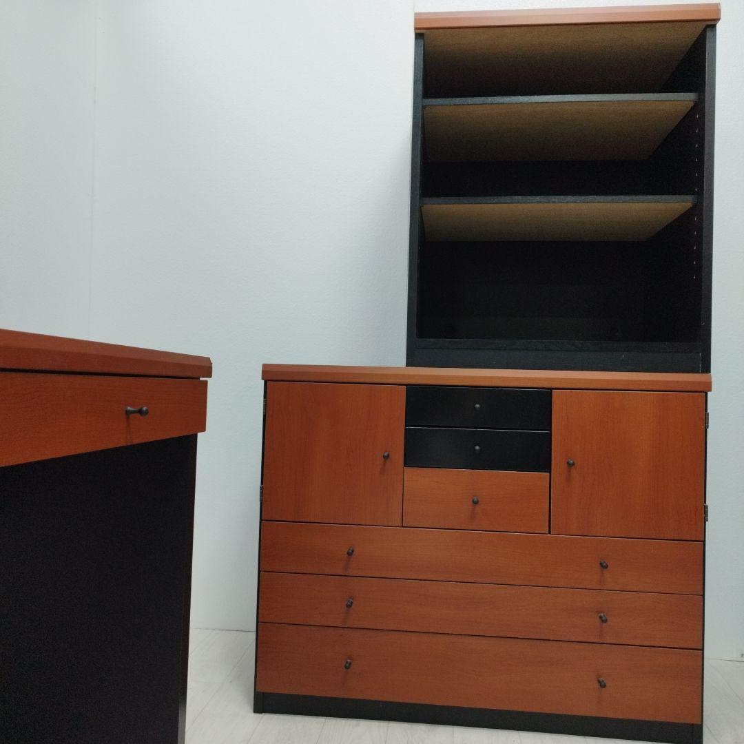 ③チェスト　パソコンデスク システムデスク 棚 チェスト 大型 モダン