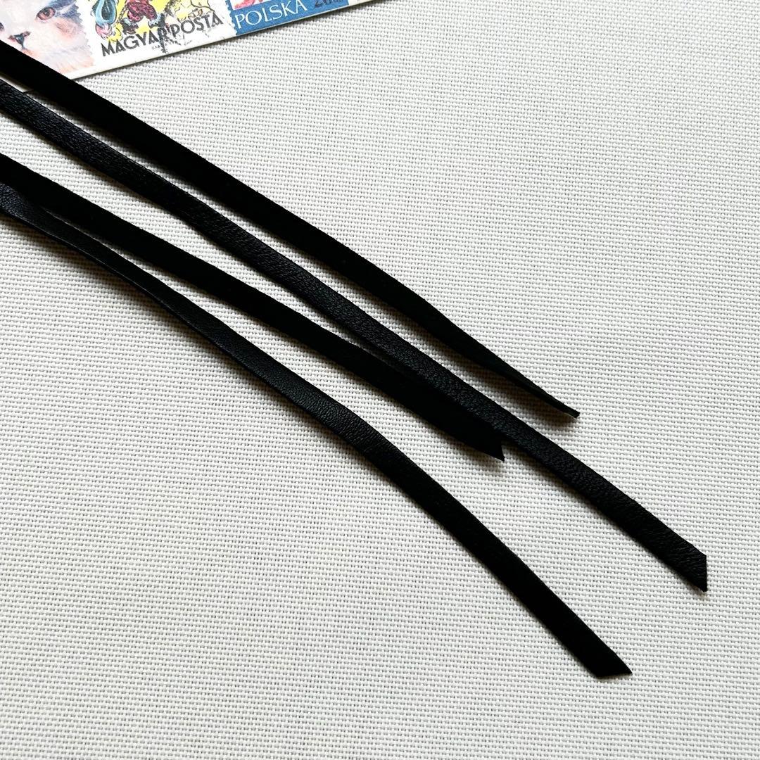 極美品　21/AW　フミエタナカ レザーフリンジヘッドバンド　カチューシャ　黒