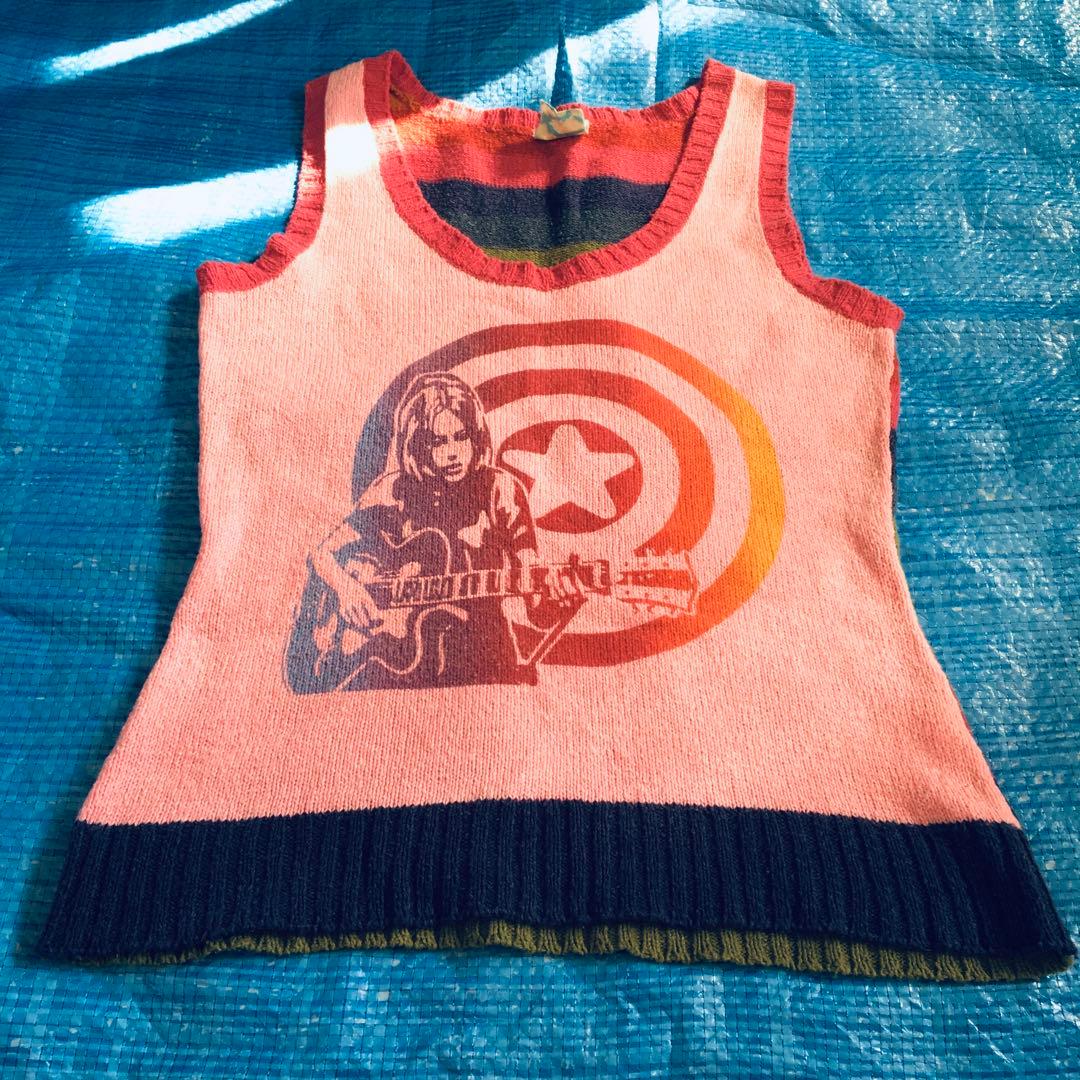 ヒステリックグラマー☆サマーニットタンクトップ⬜︎ノースリーブ⬜︎レインボー⬜︎90s