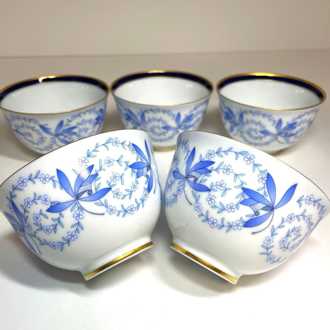 2036 香蘭社 蘭花唐草 湯呑 5客金彩未使用