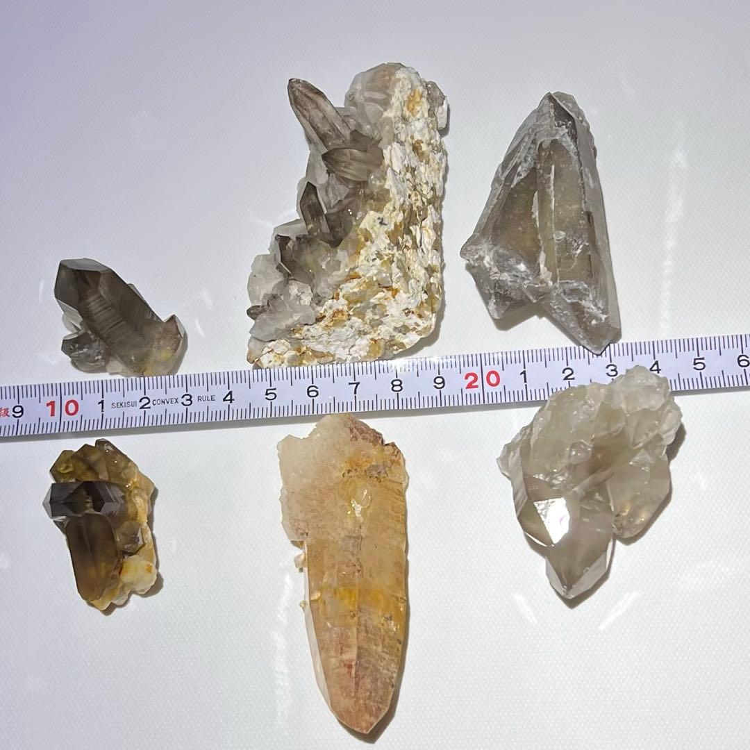 パキスタン産 スモーキークォーツ原石クラスター 天然石黒水晶 6点