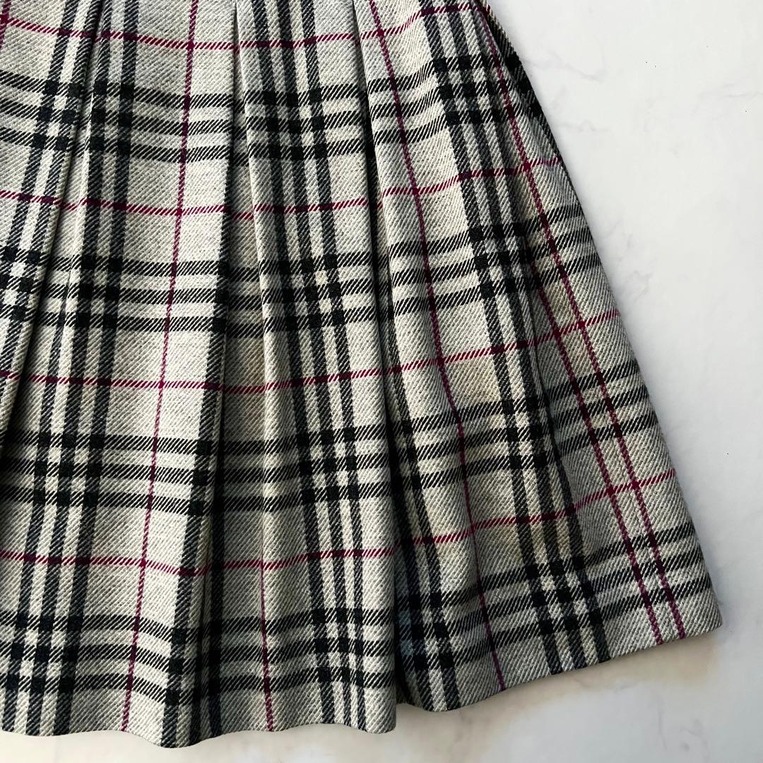 バーバリーロンドン アルパカ混 ウール プリーツスカート ノバチェック36