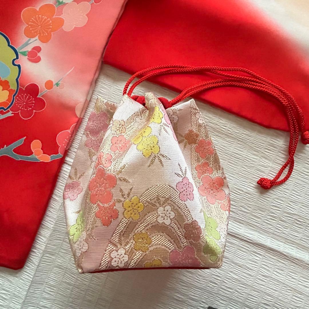 七五三 3歳 総絞り 被布 着物 絹 三歳 赤 草履 753 女の子 友禅染