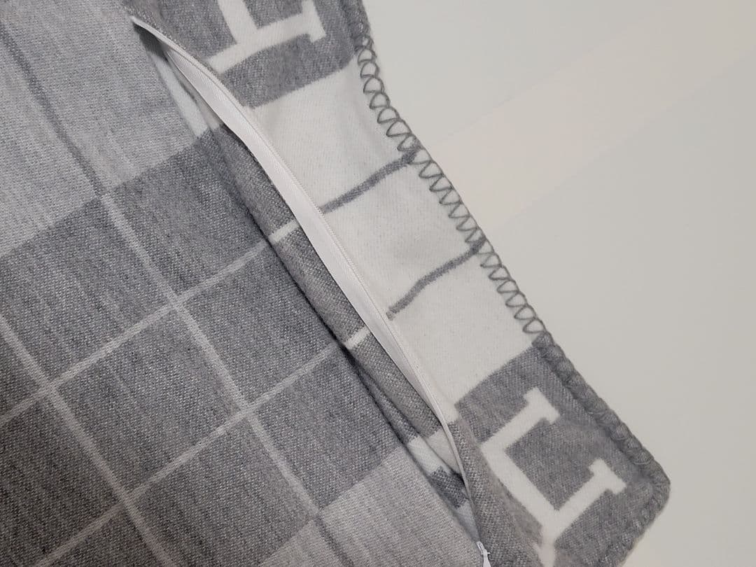 ami　【2枚】　エルメス　クッションカバー　グレー　45×45　チェック