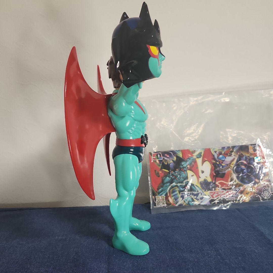 墓場の画廊　デビルマン　マスク　面取れ　ソフビ　グリーン　一部塗装剥がれ