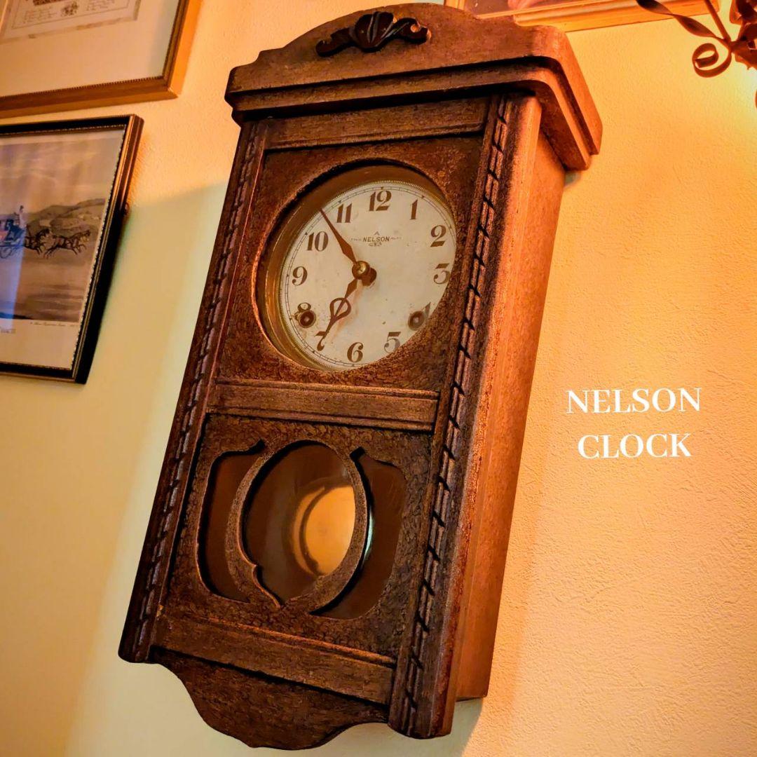 アンティーク掛時計　古時計　振り子時計　ゼンマイ掛時計　レトロ