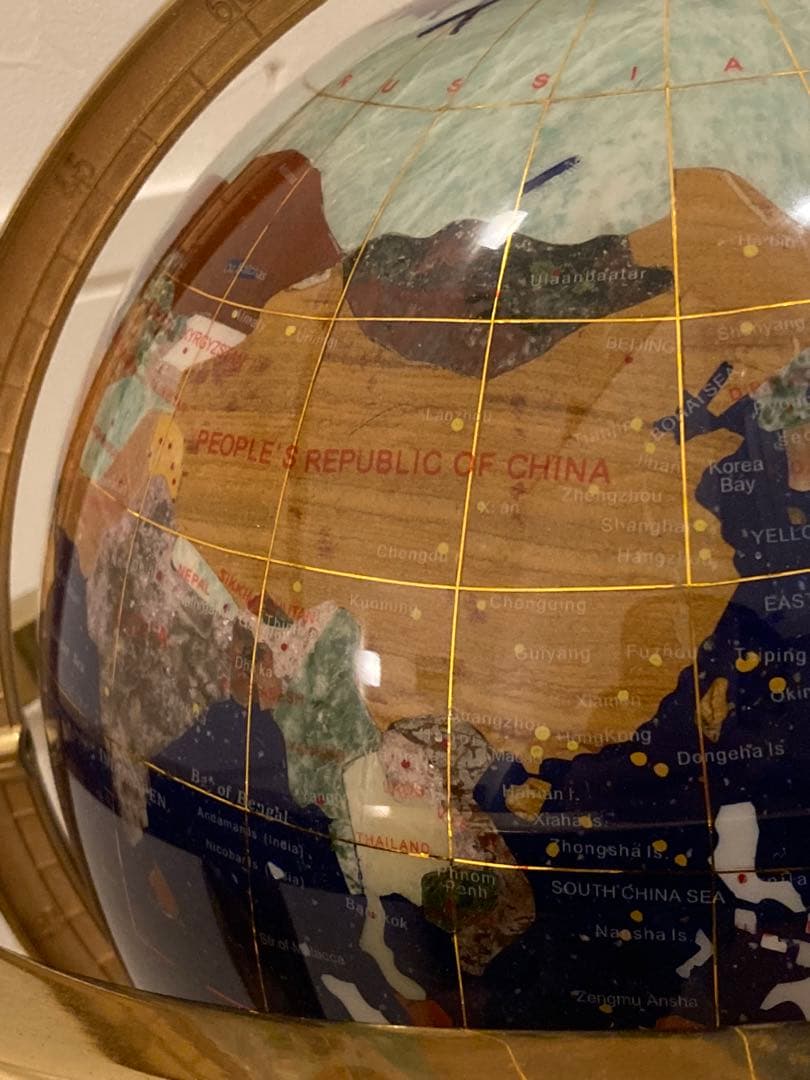 地球儀 方位磁石付き 天然石 インテリア