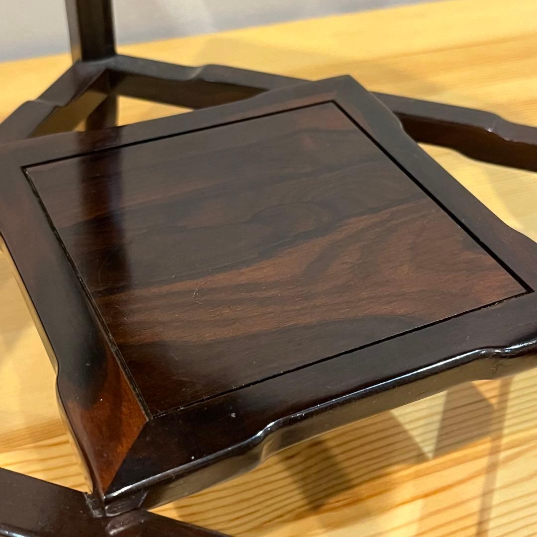 唐木花台 中卓 鉄刀木？黒檀？紫檀？約27x27x37cm 天然 タガヤ 無垢