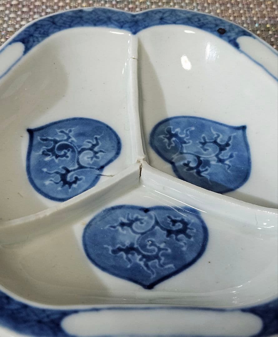 本物保証❗】江戸前期 初期伊万里～ 藍九谷過渡期 ハートに白抜文