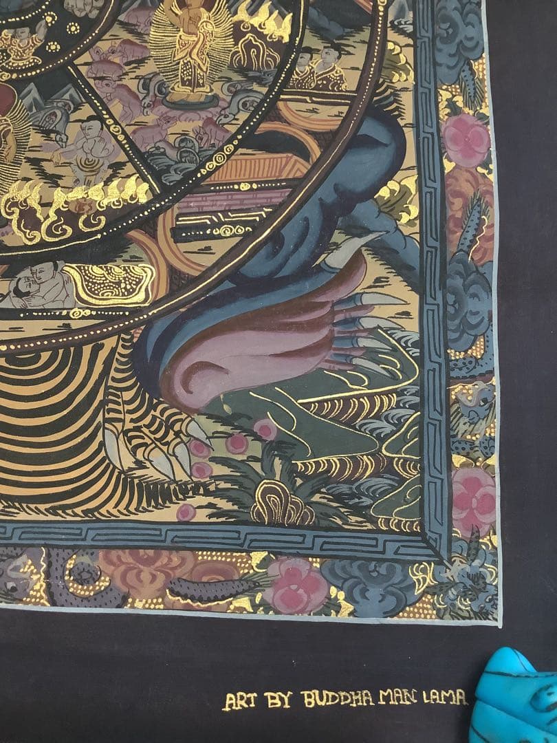《 チベット密教　新品　1点物 》 手描き　曼荼羅　仏陀　六道輪廻　仏教　c1