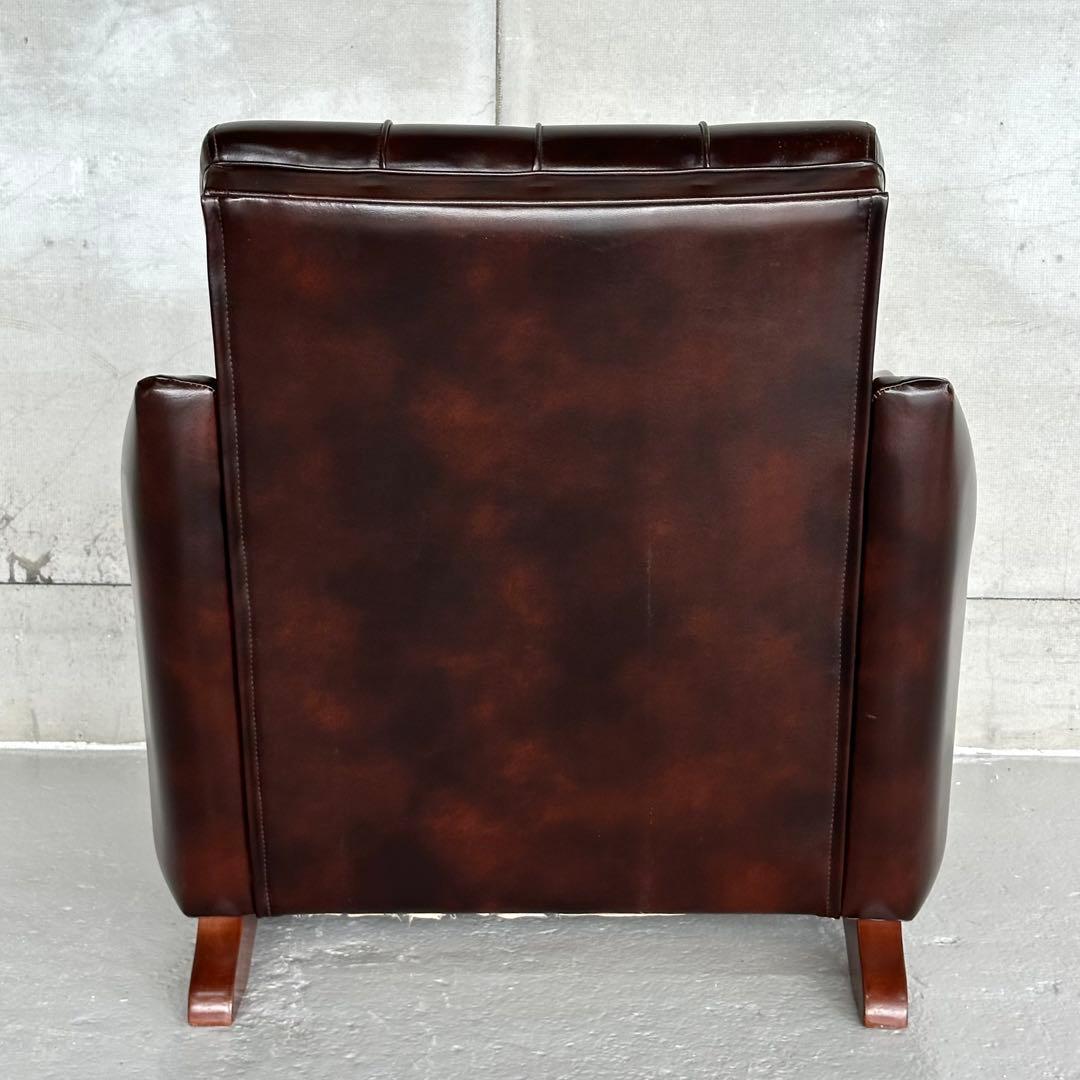 ✦昭和レトロ✦ミッドセンチュリー ラウンジチェア 合皮 × 無垢材装飾