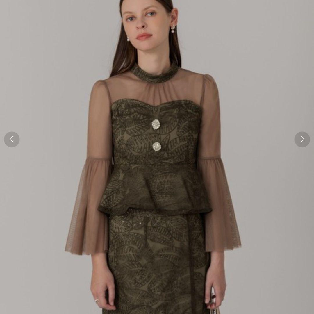 美品 Leja スパンコール ビジューボタンセットアップ ワンピース ドレス