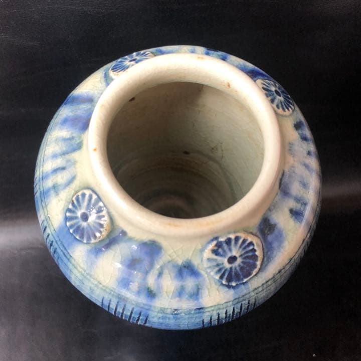 究極の美◼️古美術品、蔵から凄そうな青い壺が出て来ました！壷、花瓶、陶器、花道具