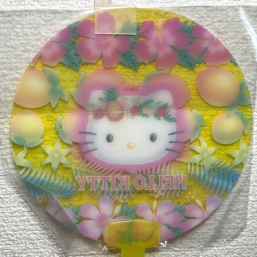 キティ うちわ フルーツ ハイビスカス 2001年製 平成レトロ 新品未使用