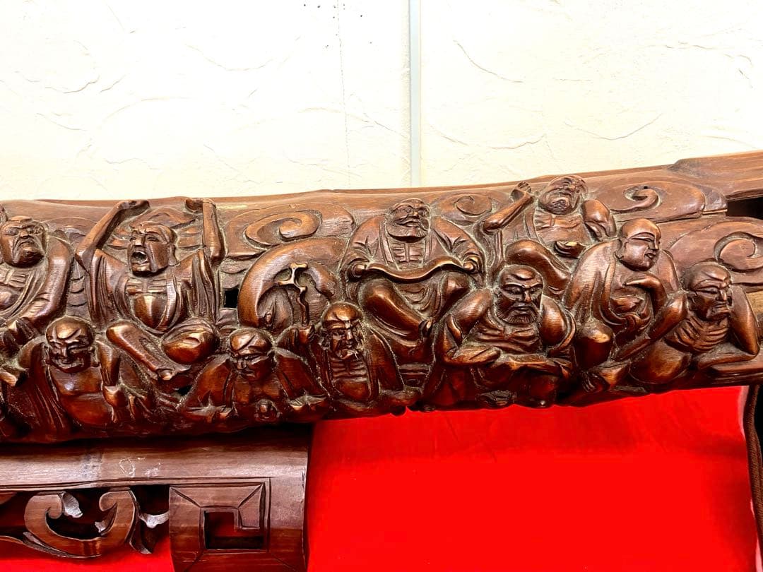 特大 十八羅漢 象牙風 牙 一本物 一本牙 彫刻 オブジェ 竹細工 中国美術