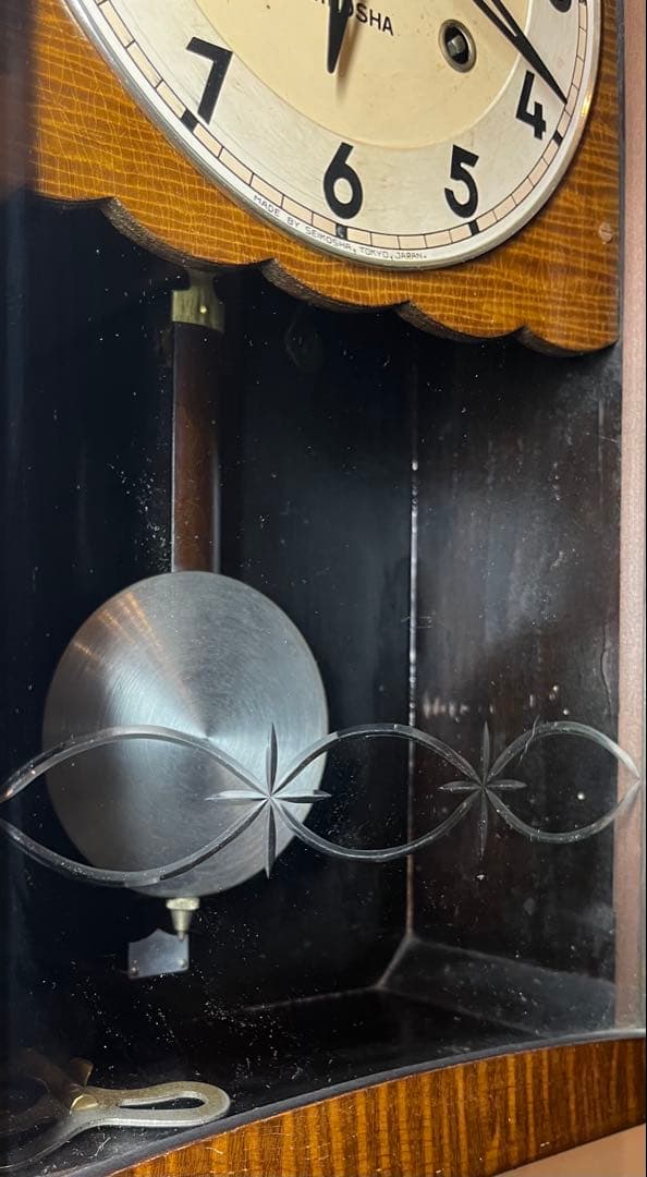 精工舎　柱時計　古時計　振り子　レトロ　ビンテージ　アンティーク　ゼンマイ