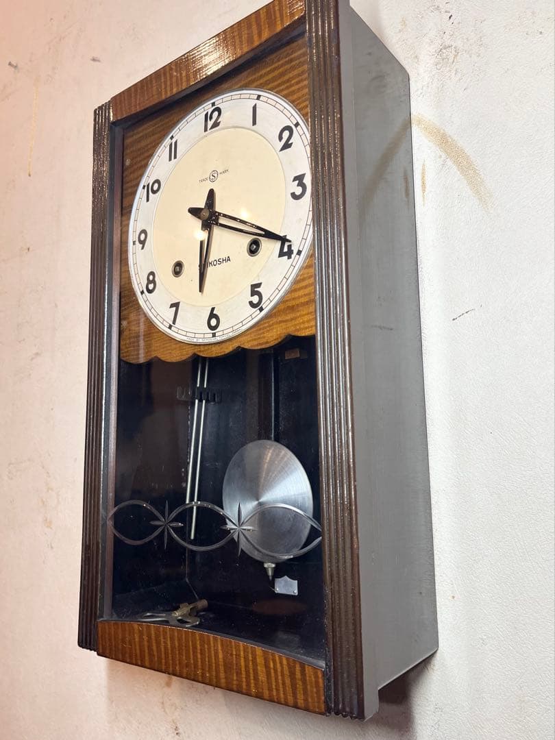 精工舎　柱時計　古時計　振り子　レトロ　ビンテージ　アンティーク　ゼンマイ