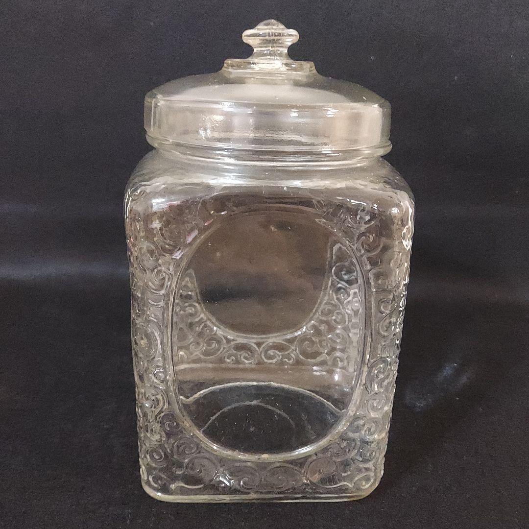 希少】唐草文様のあめや瓶 菓子瓶 キャンディポット レトロ瓶