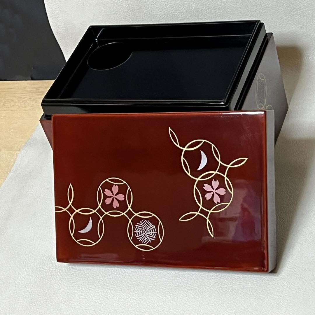 茶箱 利休茶箱 七宝つなぎ 雪月花 蒔絵 木製 漆塗 野点 茶道具 k3156