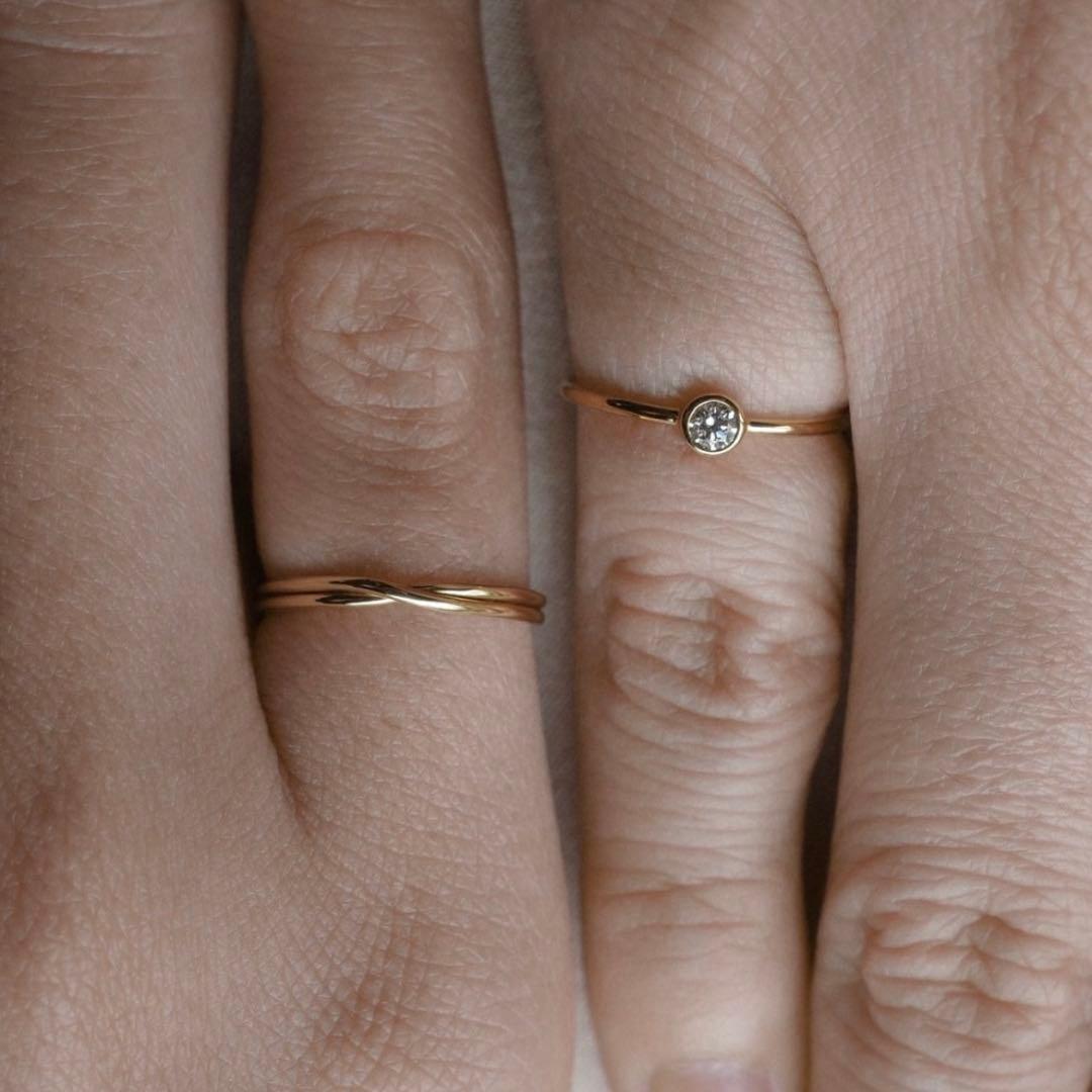 AMU様SHIHARA ダブルリング 0.9 K18イエローゴールド