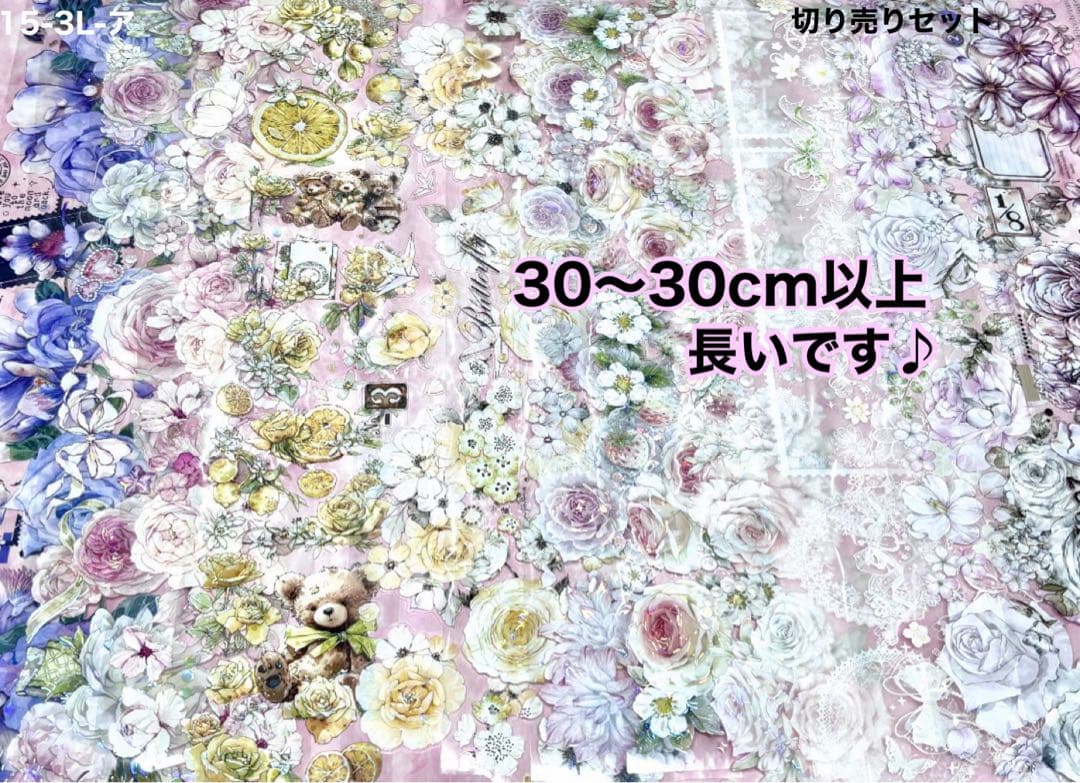 15枚セット 海外PETマステ切り売りセット お花 コラージュ 15-3L-ア