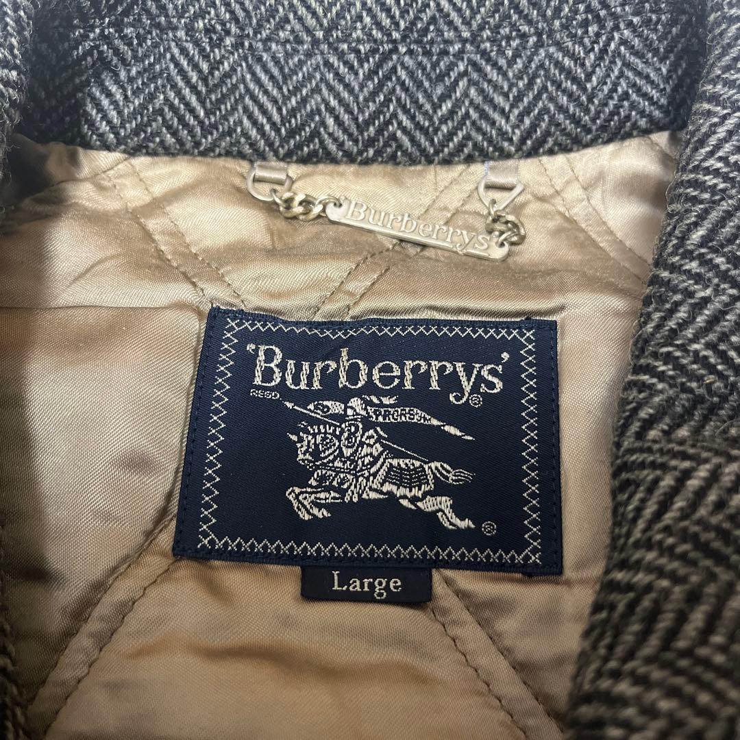 最高級✨90s バーバリー ツイードブルゾン レザー切替 L チンストラップ