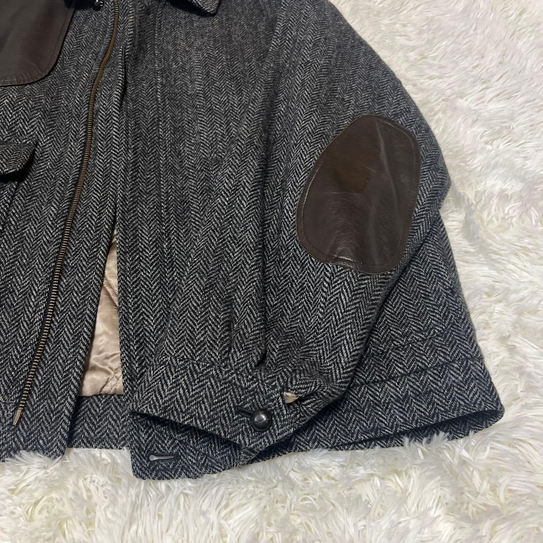 最高級✨90s バーバリー ツイードブルゾン レザー切替 L チンストラップ