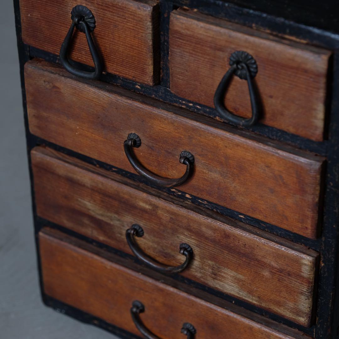 明治期 杉材 5杯小引き出し抽斗 書類棚 箪笥 収納箱 古家具 アンティーク