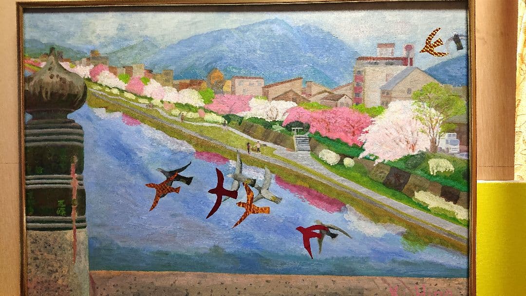 桜の鴨川 ・M20号・油絵 735x508x37mm Ki.Hino作 - glorybeautysalon.com
