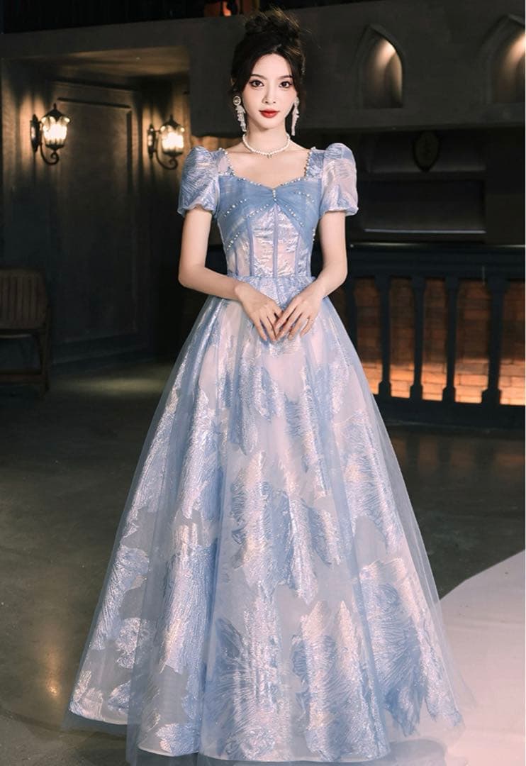 【♡】カラードレス　パーティードレス　披露宴　結婚式　二次会　ブルー　前撮り