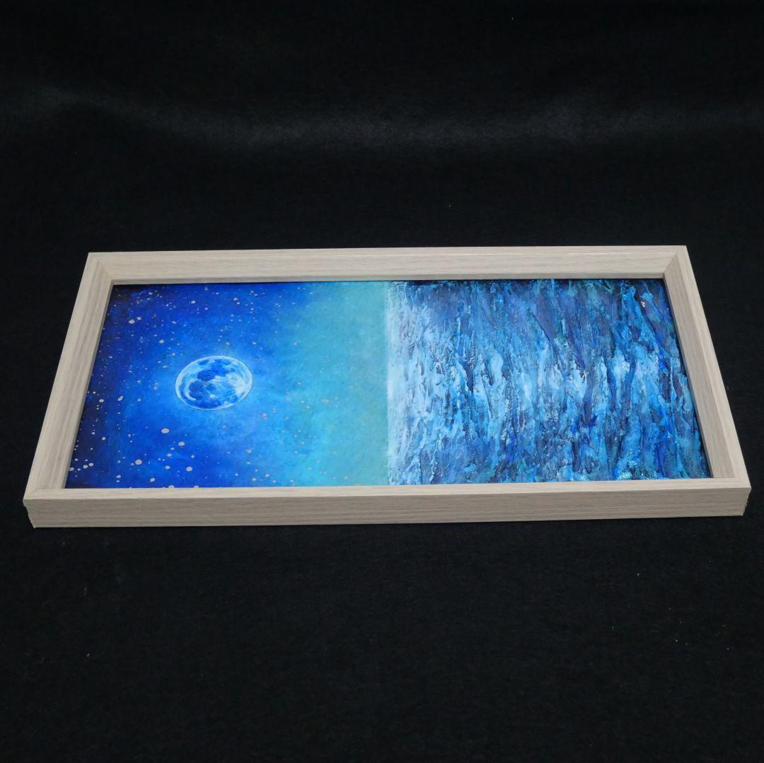 油絵 油彩 油彩画 絵 絵画 長方形ミニ絵画【青い月】 - メルカリ