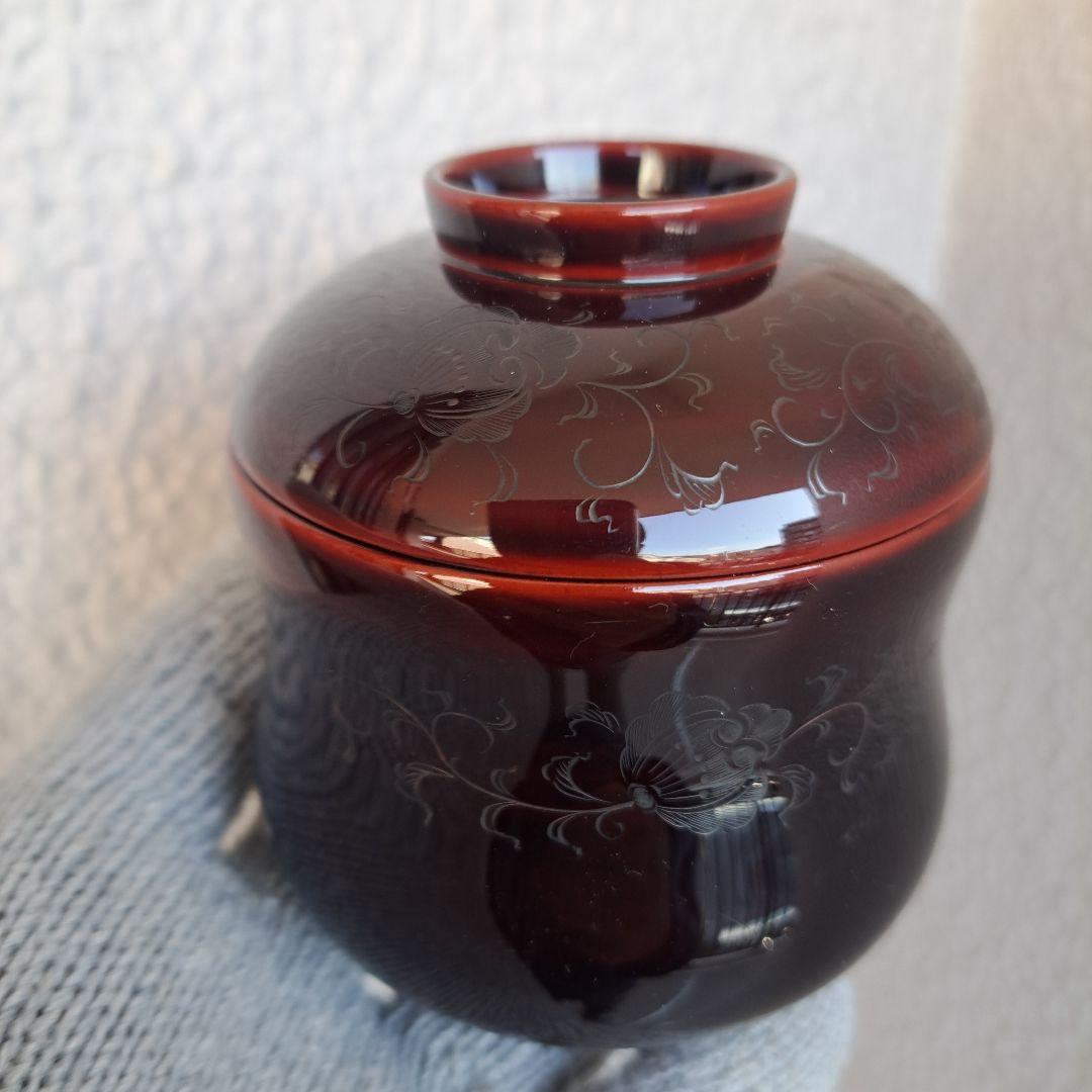 輪島塗 五島屋謹製 小吸物椀×5客】布着本堅地 沈黒 西村国峰作 共箱