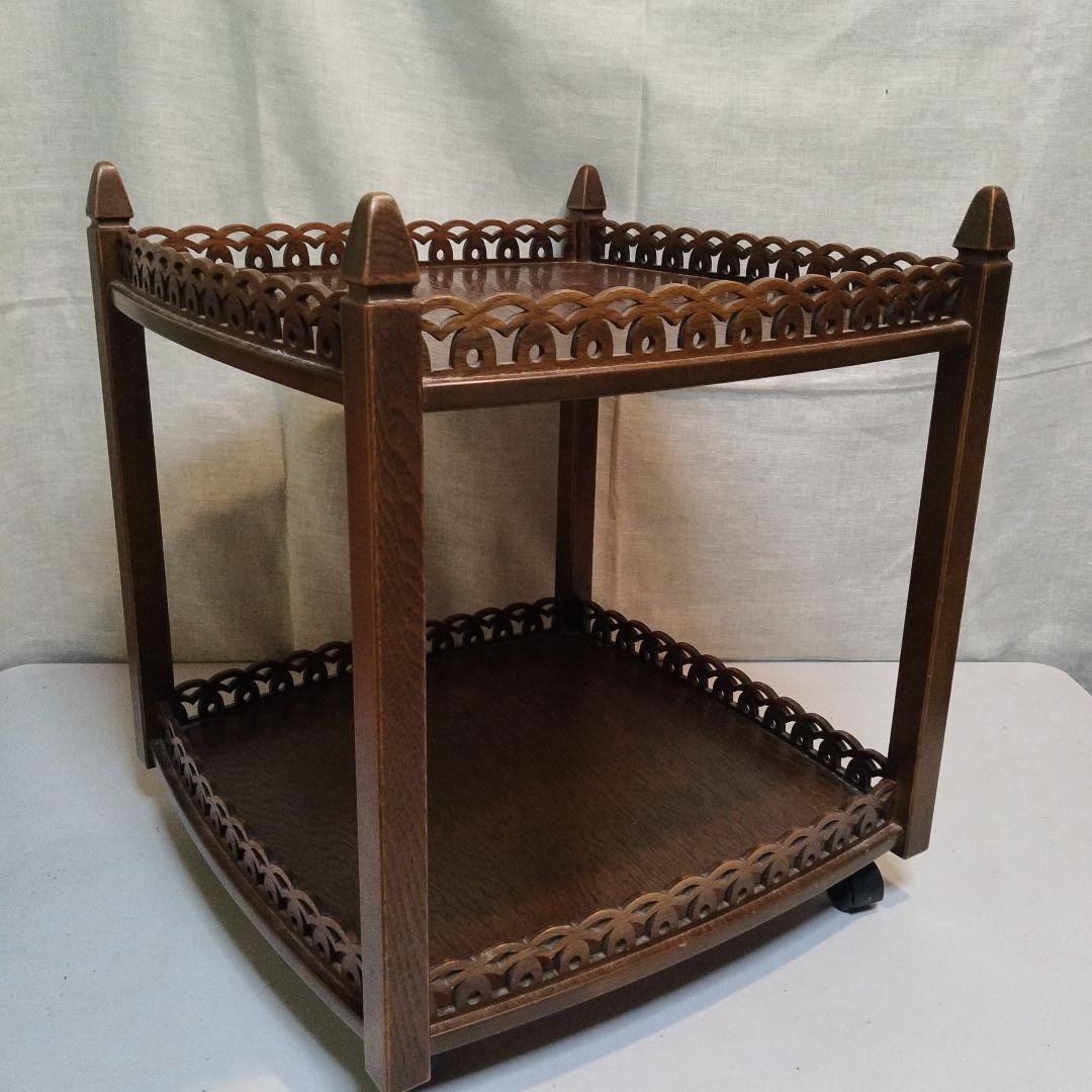 木製 移動式 多目的飾り棚 昭和中頃 民芸家具 横幅 奥行 大きめサイズ 花台