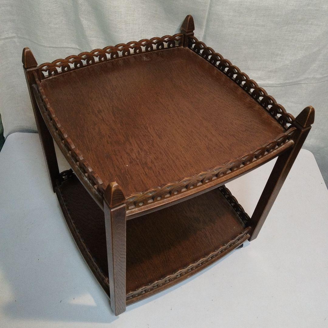 木製 移動式 多目的飾り棚 昭和中頃 民芸家具 横幅 奥行 大きめサイズ 花台