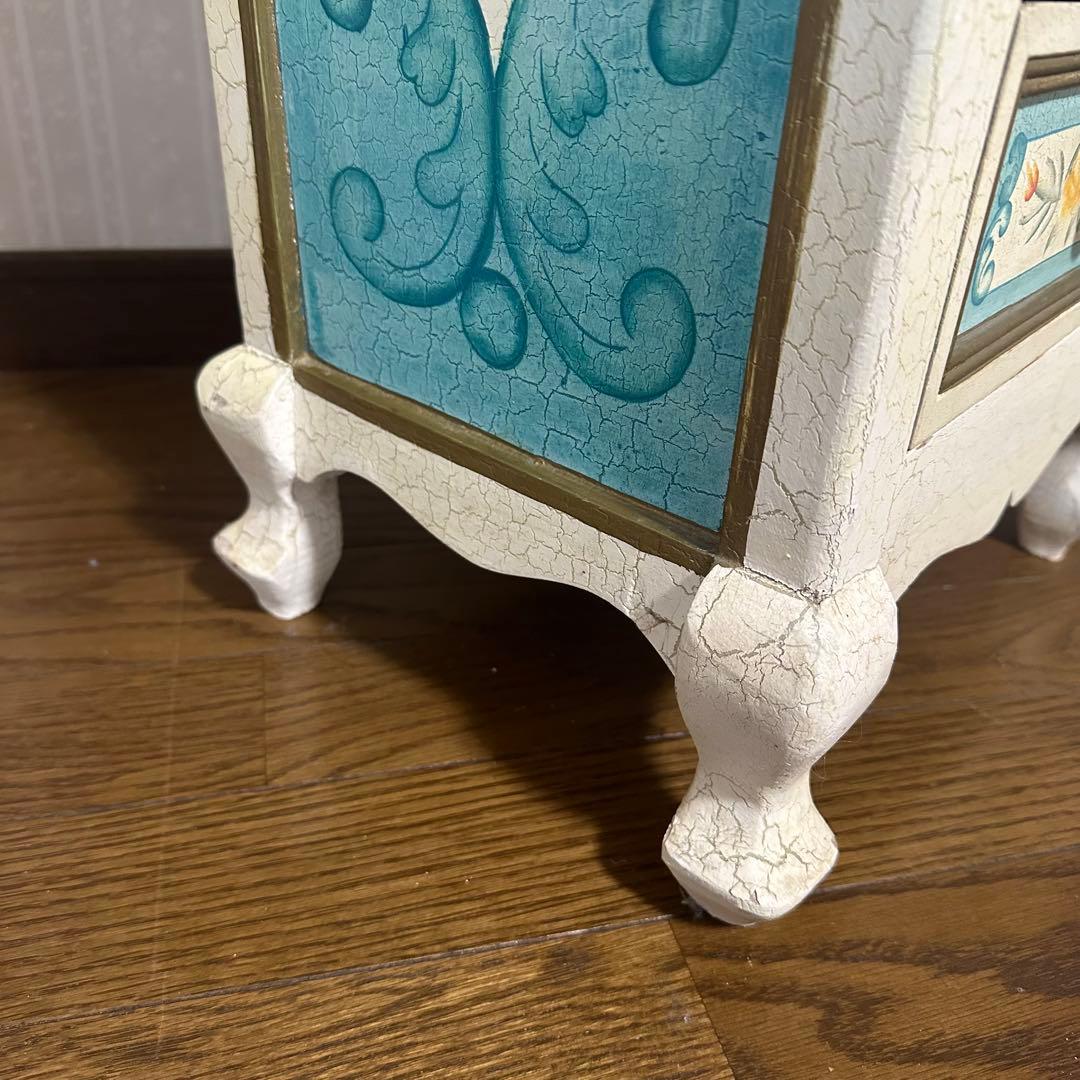 アンティーク 花柄 5段チェスト リメイク トールペイント