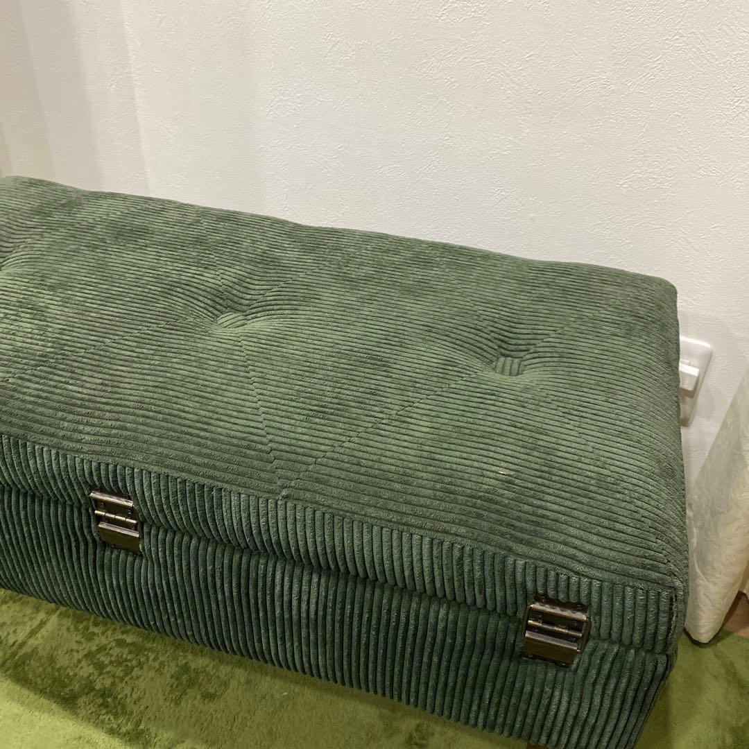 不二貿易 ベンチ トランク型 幅80cm ダークグリーン 収納 ベロア調