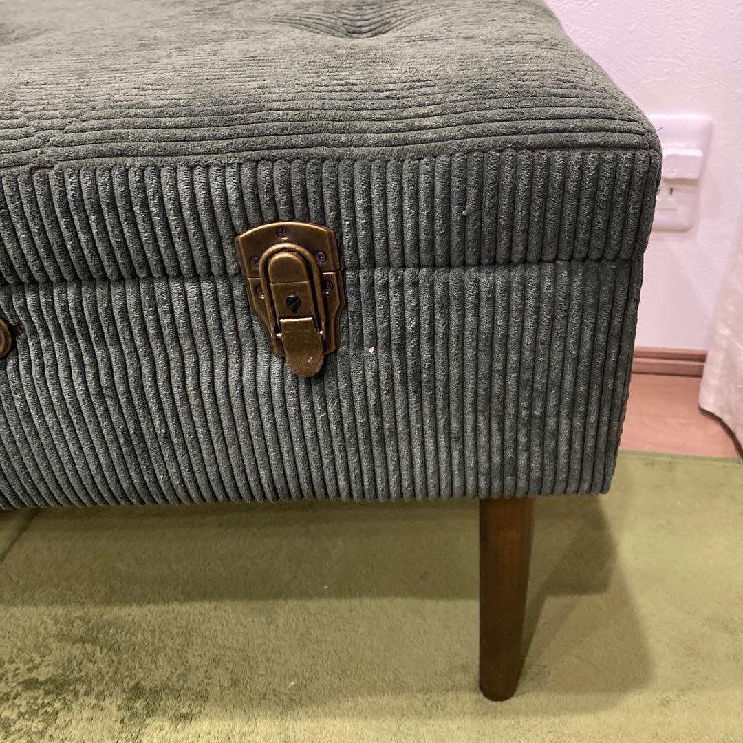 不二貿易 ベンチ トランク型 幅80cm ダークグリーン 収納 ベロア調